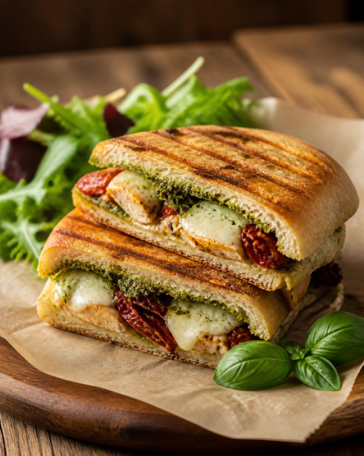 پنینی مرغ کبابی و پستو